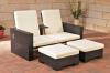 2er-Sofa RAVENNA aus Polyrattan mit FuÃhockern, in