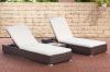 2x Polyrattan Sonnenliege mit Tisch & 6 cm dicken 